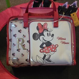Minnie Mouse Red and White 3 Piece Cosmetic  Bags